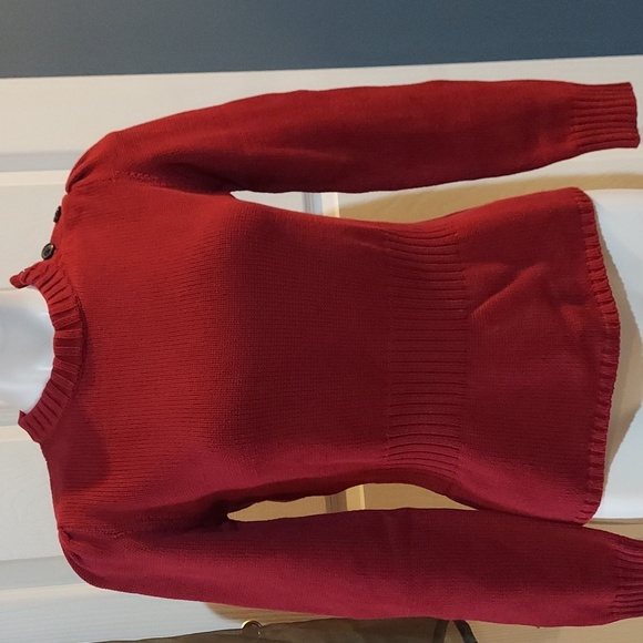 Valerie Separates Red Ribbed Puff Sleeve Sweater Medium - Picture 1 of 6